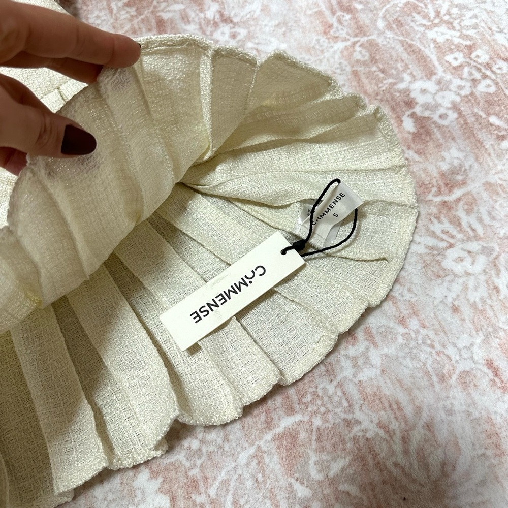 NWT Commense Tweed Pleated Cream Dress - Picture 3 of 14